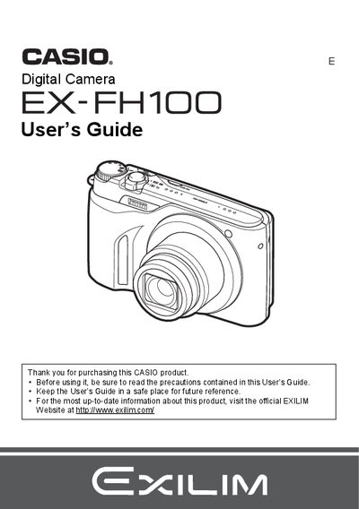 Casio EX-FH100 Digital Camera User's Guide - cover page