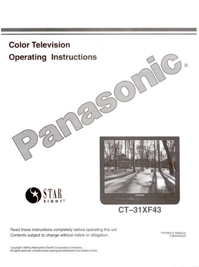 Panasonic CT-31XF43 Color Television Operating Instructions - cover page