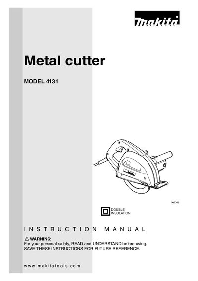 Makita 4131 Metal Cutter Instruction Manual - cover page