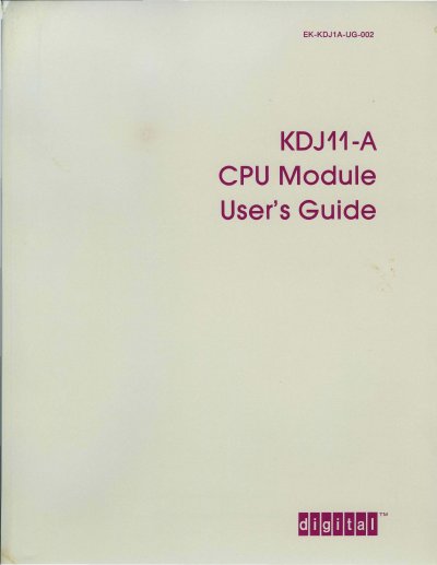 Digital Equipment Corporation KDJ11-A CPU Module User Manual - cover page