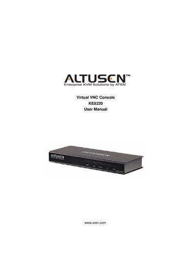ATEN KE8220 Virtual VNC Console User Manual - cover page