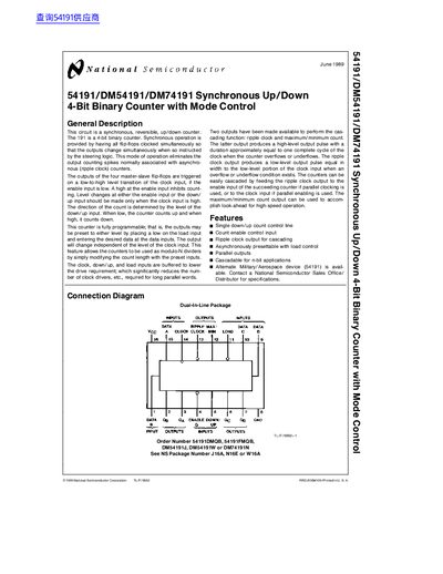 National Semiconductor 54191/DM54191/DM74191 handbook - cover page