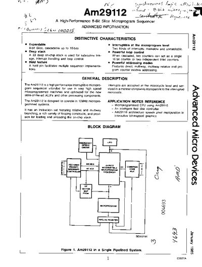 Advanced Micro Devices Am29112 Datasheet - cover page