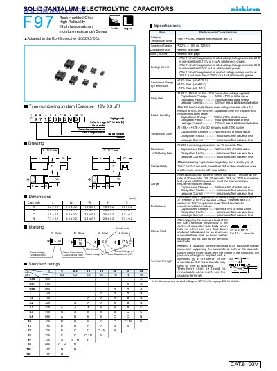 Nichicon CAT.8100V5N Solid Tantalum Electrolytic Capacitors Product Leaflet - cover page
