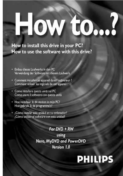 Philips DVD-Rewriter User Manual - cover page