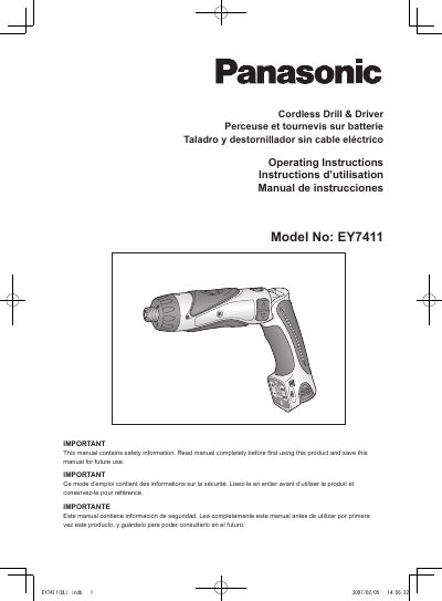 Panasonic EY7411-MUL Manual - cover page