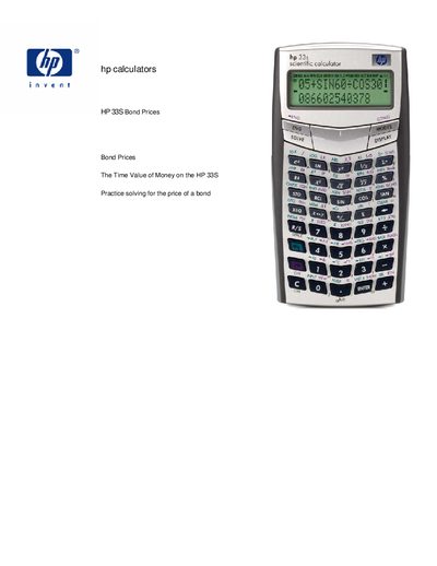 HP 33S Bond Prices Application Note - cover page