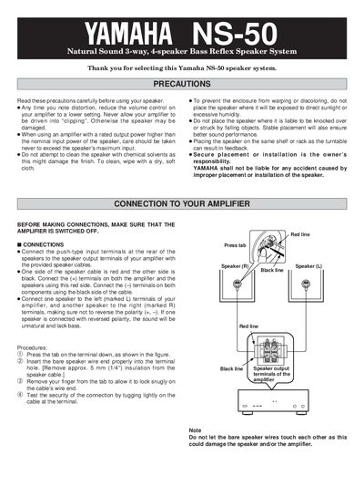 Yamaha NS-50 Speaker System User Manual