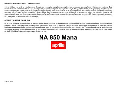 Aprilia NA 850 Mana GR-DK User Manual - cover page