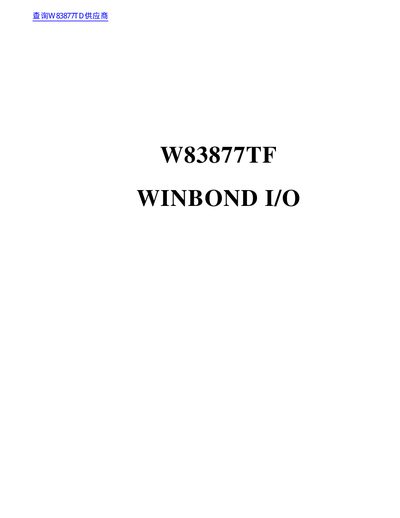 Winbond W83877TF I/O Chip Programming Manual - cover page