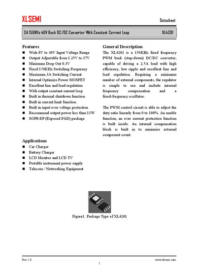 XLSEMI XL4201 Buck DC/DC Converter Datasheet - cover page
