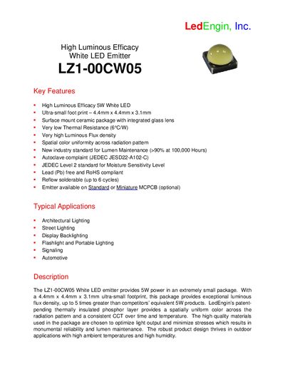 LedEngin LZ1-00CW05 Datasheet - cover page