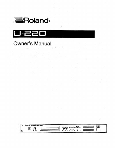 Roland U-220 RS-PCM Sound Module Owner's Manual - cover page