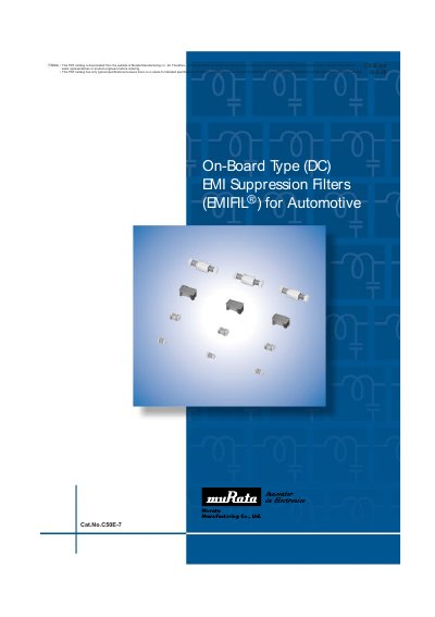 Murata C50E-7 On-Board DC EMI Suppression Filters Catalog - cover page