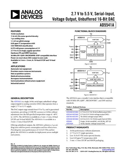 Analog Devices AD5541A Datasheet Rev A