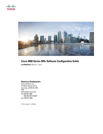 Cisco 4000 Series ISR Software Configuration Guide - cover page