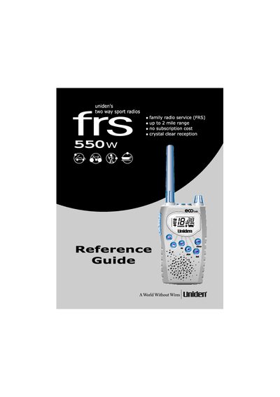 Uniden FRSS50W Family Radio Service Reference Guide - cover page