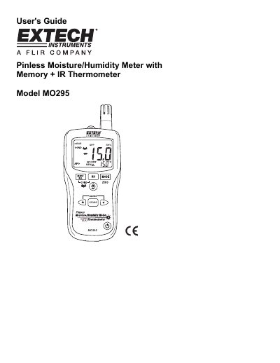 Extech MO295 Pinless Moisture/Humidity Meter User's Guide