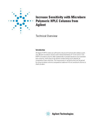 Agilent PLRP-S Microbore HPLC Columns Technical Overview - cover page