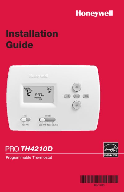 Honeywell TH4210D Programmable Thermostat Installation Guide - cover page