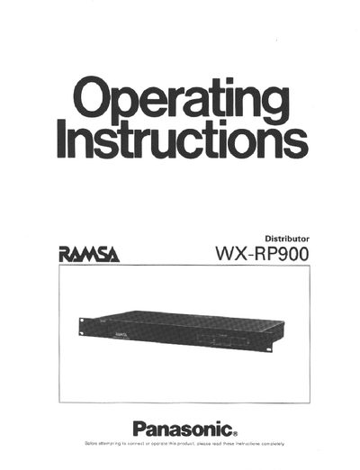 RAMSA WX-RP900 Distributor Operating Instructions - cover page