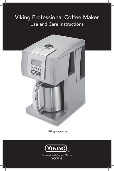 Viking VCCM12 Professional Coffee Maker Use and Care Instructions Manual - cover page