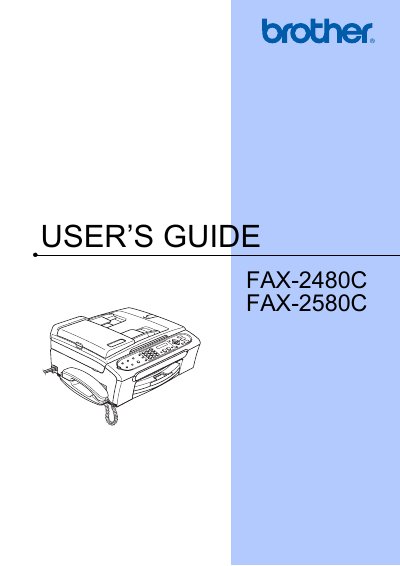 Brother FAX-2480C FAX-2580C User's Guide - cover page