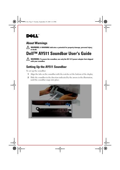 Dell AY511 Soundbar User's Guide - cover page