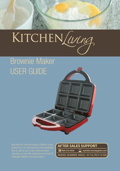 Kitchen Living 44452 Brownie Maker User Manual