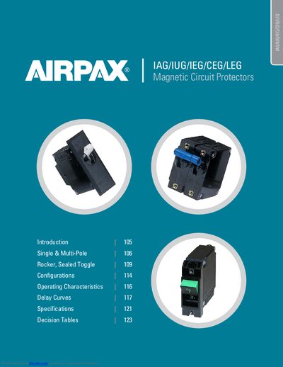 Airpax IAG/IUG/IEG/CEG/LEG Magnetic Circuit Protectors Datasheet - cover page