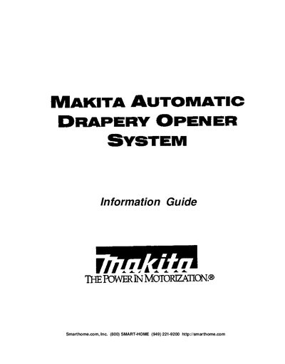 Makita Automatic Drapery Opener System Instruction Manual - cover page