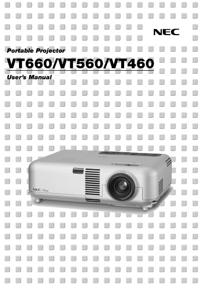 NEC VT660/VT560/VT460 Portable Projector User Manual - cover page