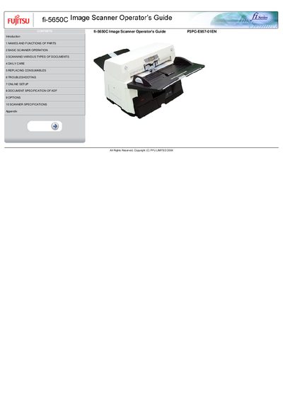Fujitsu fi-5650C Image Scanner Operator's Guide - cover page