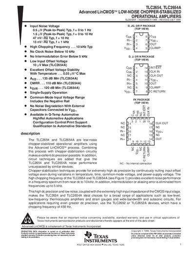 Texas Instruments TLC2654 Datasheet - cover page