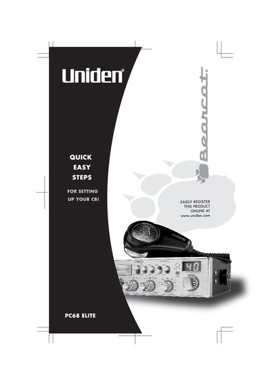 Uniden PC68 Elite CB Radio User Manual - cover page