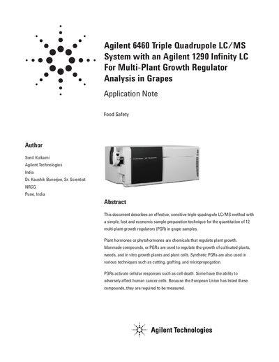 Agilent 6460 Triple Quadrupole LC/MS System with 1290 Infinity LC Application Note - cover page