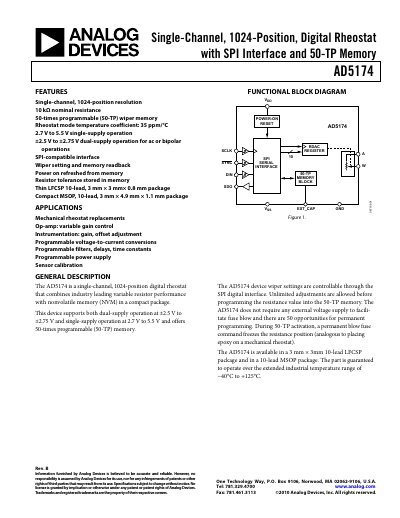 Analog Devices AD5174 Digital Rheostat Handbook - cover page