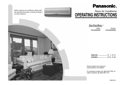 Panasonic CS-A18CKPG/CU-A18CKP6G Room Air Conditioner Operating Instructions - cover page