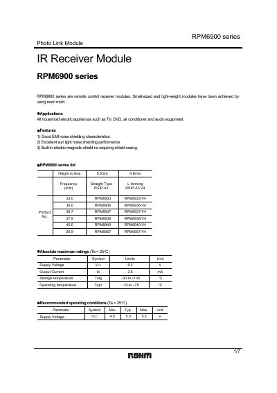 ROHM RPM6957-V4 Datasheet - cover page