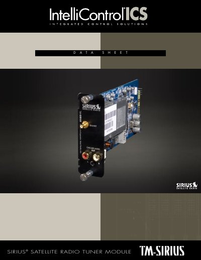 SIRIUS SATELLITE RADIO TUNER MODULE FG01181 handbook - cover page