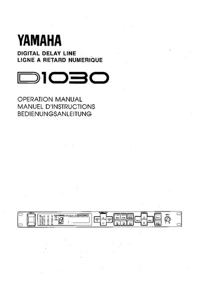 Yamaha D1030 Digital Delay Line Operation Manual - cover page