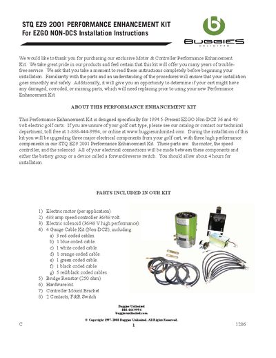 STQ EZ9 2001 Performance Enhancement Kit Installation Guide - cover page