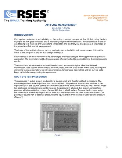 Carrier Air Flow Measurement Service Application Manual - cover page