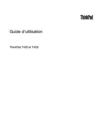 Lenovo ThinkPad T420/T420i User Guide - cover page