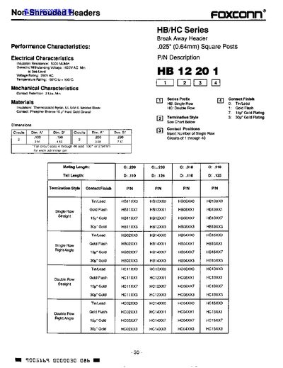 Foxconn HB/HC Series Header Datasheet - cover page