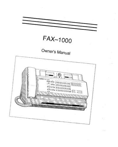 Brother FAX-1000 Facsimile Transceiver User Manual - cover page