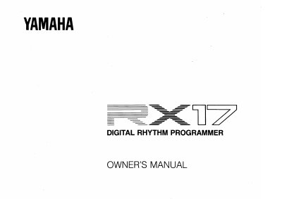 Yamaha RX17 Digital Rhythm Programmer Owner's Manual - cover page