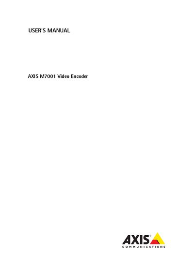 Axis M7001 Video Encoder User Manual - cover page