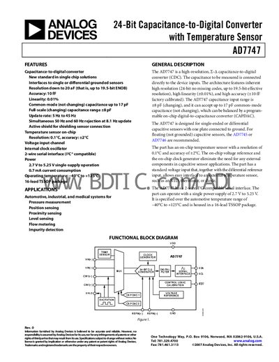 Analog Devices AD7747 Datasheet - cover page