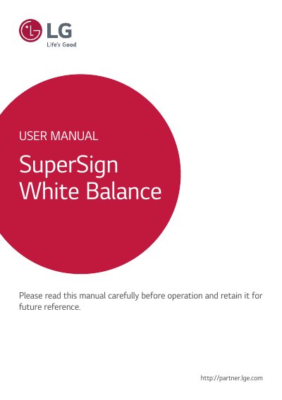 LG SuperSign White Balance User Manual - cover page